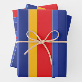 Elegante kleurrijke strepen, rood blauw, geel en z inpakpapier vel