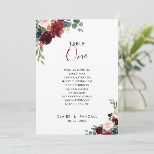 Elegante kleurrijke tafel nummer 1 zitkaart kaart (Staand voorkant)