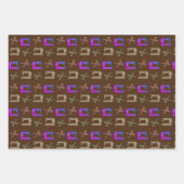 Elegante Kleurrijke Tailor's Naaimachine Schaar Inpakpapier Vel (Voorkant 3)