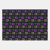 Elegante Kleurrijke Tailor's Naaimachine Schaar Inpakpapier Vel (Voorkant 2)