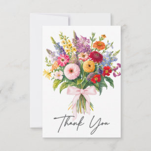 Elegante Kleurrijke Tuin Bloemen Boeket Verjaardag Bedankkaart