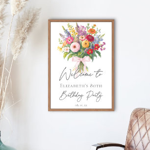 Elegante kleurrijke tuin bloemenboeket verjaardag poster