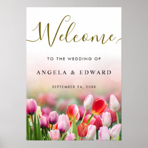 Elegante Kleurrijke Tulp Bloemstukken Bruiloft Wel Poster