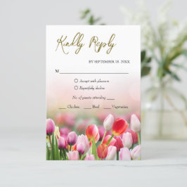 Elegante Kleurrijke Tulp Bloemstukken RSVP Kaart