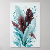 Elegante kleurrijke veren Waterverf botanische kun Poster (Voorkant)