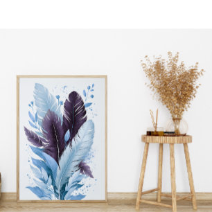 Elegante kleurrijke veren Waterverf botanische kun Poster