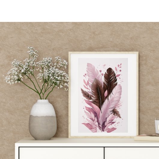 Elegante kleurrijke veren Waterverf botanische kun Poster