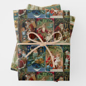 Elegante Kleurrijke Victoriaans Gouden Engelen & S Inpakpapier Vel (In situ)