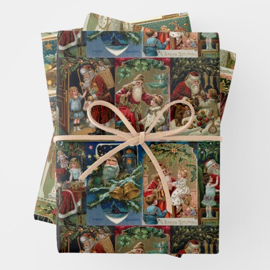 Elegante Kleurrijke Victoriaans Gouden Engelen & S Inpakpapier Vel (In situ)