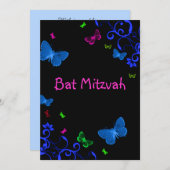 Elegante Kleurrijke Vlinders, Aangepaste Bat Mitzv Kaart (Voorkant / Achterkant)