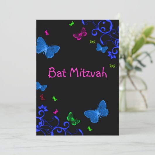 Elegante kleurrijke vlinders, aangepaste vleermuis kaart (Staand voorkant)