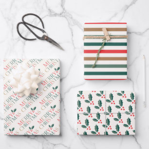 Elegante kleurrijke vrolijke kerst groen bladeren inpakpapier vel