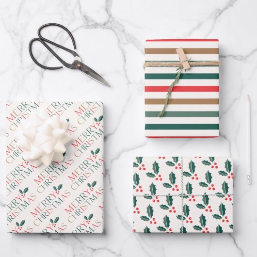 Elegante kleurrijke vrolijke kerst groen bladeren inpakpapier vel (Voorkant)