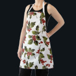 Elegante Kleurrijke Vrolijke Kerstmis Holly Schort<br><div class="desc">Elegante,  feestelijke en kleurrijke traditionele vakantie bloemen met levendige rode en groene boughs van kerst holly op witte achtergrond.</div>