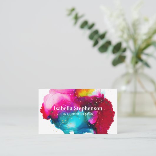 Elegante Kleurrijke Waterverf Abstract Splash Visitekaartje (Staand voorkant)