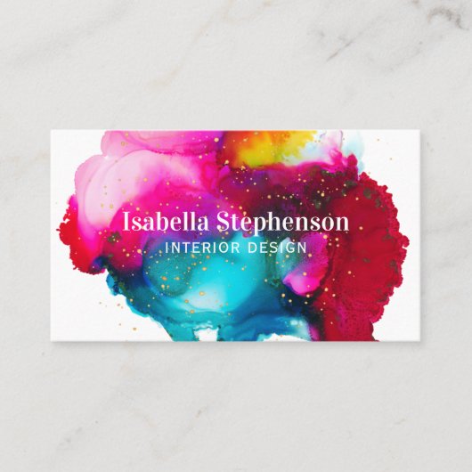 Elegante Kleurrijke Waterverf Abstract Splash Visitekaartje (Voorkant)