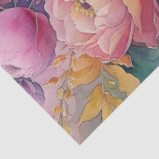 Elegante kleurrijke Waterverf Bloemen Decoupage Tissuepapier (Detail)