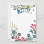 Elegante kleurrijke waterverf bloemenbruiloft kaart (Achterkant)