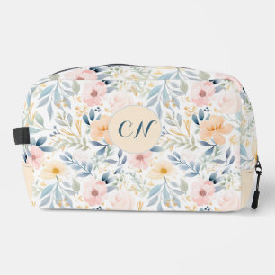 Elegante kleurrijke Waterverf bloemenmonogram Toilettasje