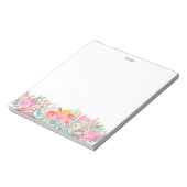 Elegante kleurrijke Waterverf lente bloeit bloemig Notitieblok (Linkerzijde)