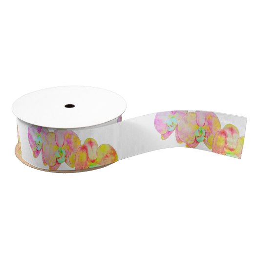Elegante kleurrijke waterverf orchideeën grosgrain lint (Spoel)