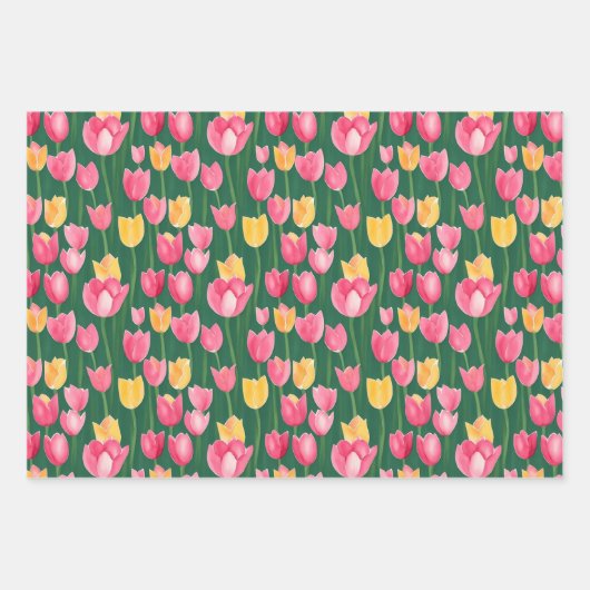 Elegante Kleurrijke Waterverf Tulp Flowers Tuin Inpakpapier Vel (Voorkant 2)