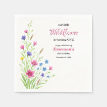 Elegante kleurrijke wilde bloem 1e verjaardagsfees