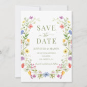 Elegante kleurrijke wilde bloem Floral Save the Da Kaart (Voorkant)