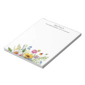 Elegante kleurrijke wilde bloem gepersonaliseerd notitieblok (Linkerzijde)