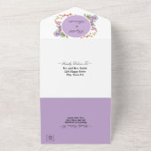 Elegante kleurrijke wilde bloem Paarse bruiloft All In One Uitnodiging (Buitenkant)