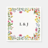 Elegante kleurrijke wilde bloemen bloemenbruiloft servet (Voorkant)