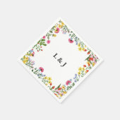 Elegante kleurrijke wilde bloemen bloemenbruiloft servet (Hoek)