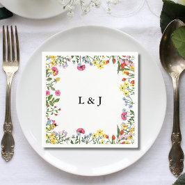 Elegante Kleurrijke Wilde Bloemen Bloemrijke Bruil Servet