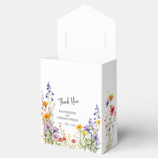 Elegante kleurrijke wilde bloemen bruiloft Dank u Bedankdoosjes (Geopend)