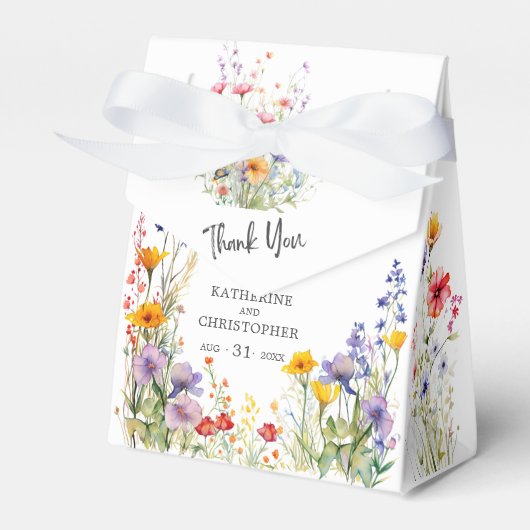 Elegante kleurrijke wilde bloemen bruiloft Dank u Bedankdoosjes (Voorkant Zijde)