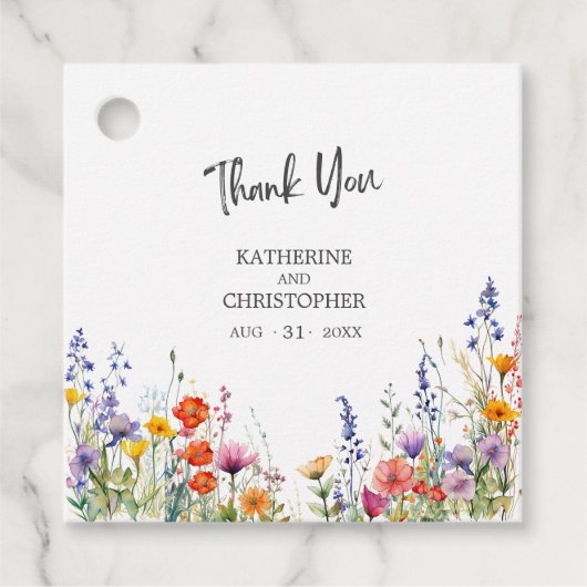 Elegante kleurrijke wilde bloemen bruiloft Dank u Bedankjes Labels (Voorkant)