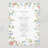 Elegante Kleurrijke Wilde Bloemen Bruiloft Menu (Voorkant)