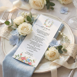 Elegante Kleurrijke Wilde Bloemen Bruiloft Menu