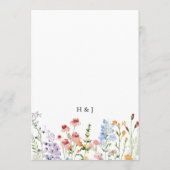 Elegante Kleurrijke Wilde Bloemen Bruiloft Menu (Achterkant)