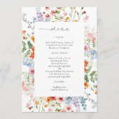 Elegante Kleurrijke Wilde Bloemen Bruiloft Menu (Voorkant)