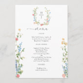 Elegante Kleurrijke Wilde Bloemen Bruiloft Menu (Voorkant)