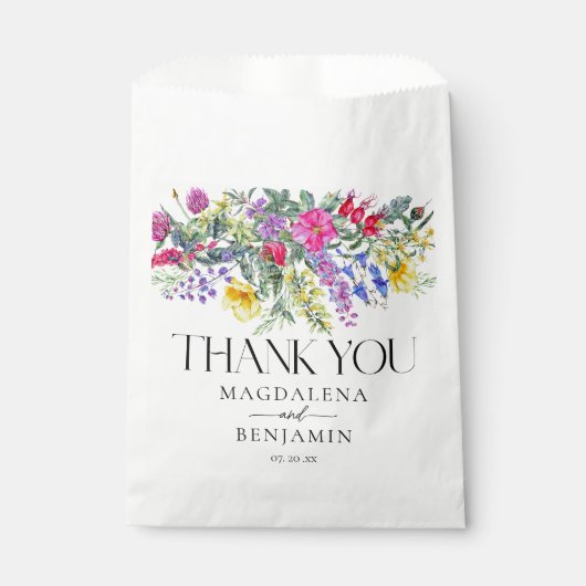 Elegante kleurrijke wilde bloemen kruiden Dank u n Bedankzakje (Voorkant)