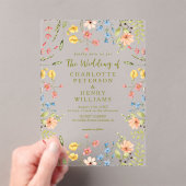 Elegante kleurrijke wilde bloemen moderne bruiloft acryl uitnodigingen (Insitu (Draagbaar))