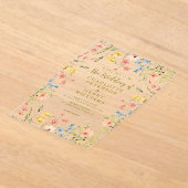 Elegante kleurrijke wilde bloemen moderne bruiloft acryl uitnodigingen (Laagn)