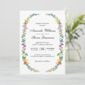 Elegante kleurrijke wilde bloemen tuin bruiloft kaart (Staand voorkant)