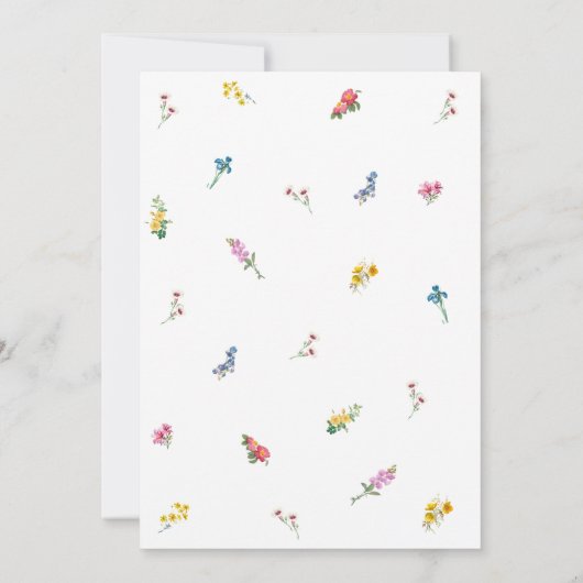 Elegante kleurrijke wilde bloemen tuin bruiloft kaart (Achterkant)