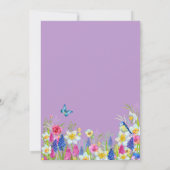 Elegante kleurrijke wilde bloemen vlinders bruilof kaart (Achterkant)