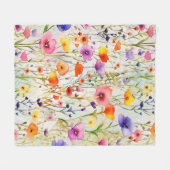 Elegante kleurrijke wilde bloemen waterverf fleece deken (Voorkant (Horizontaal))