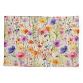 Elegante kleurrijke wilde bloemen waterverf kussensloop (Achterkant)