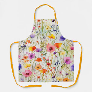 Elegante kleurrijke wilde bloemen waterverf schort
